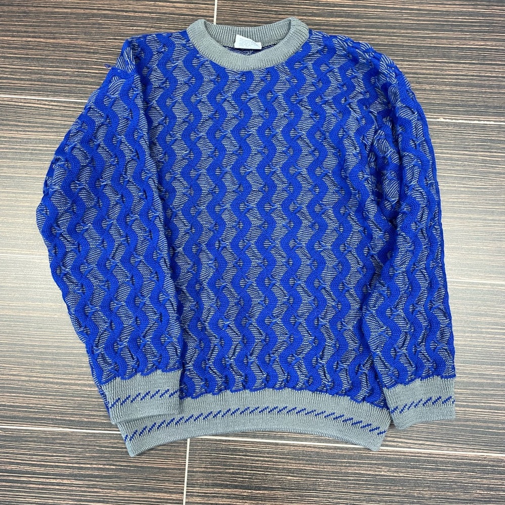 Vintage Rare Cuggi Zig Zag Cable knit Wool Crewneck Sweater